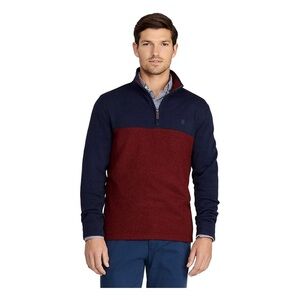 IZOD Men's Quarter Zip Sweater Fleece Pullover color Royal heather, size XL